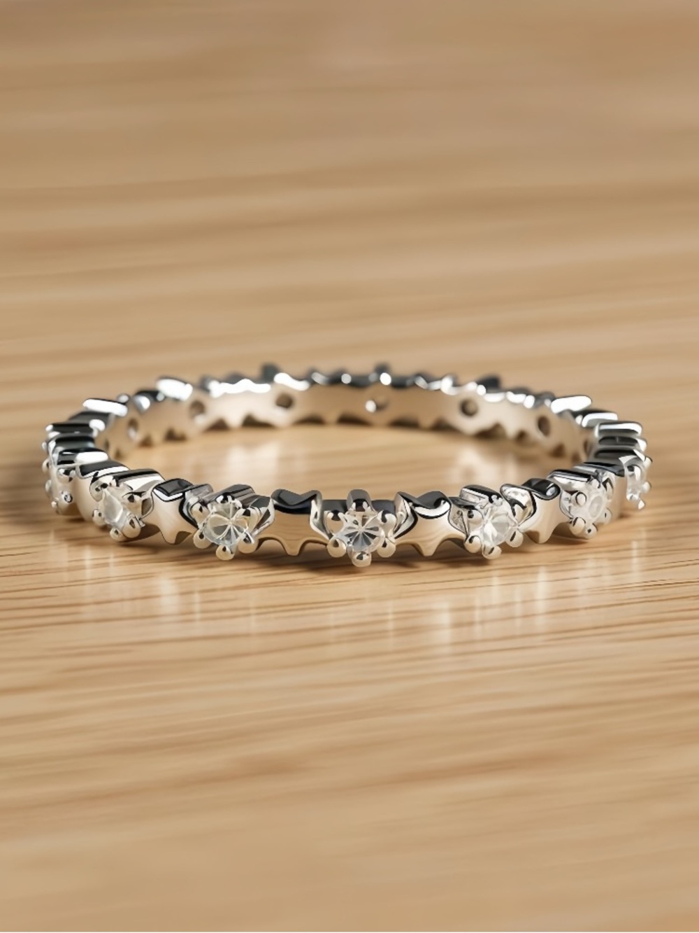 Silver Stars & Crystals Eternity Band NEW